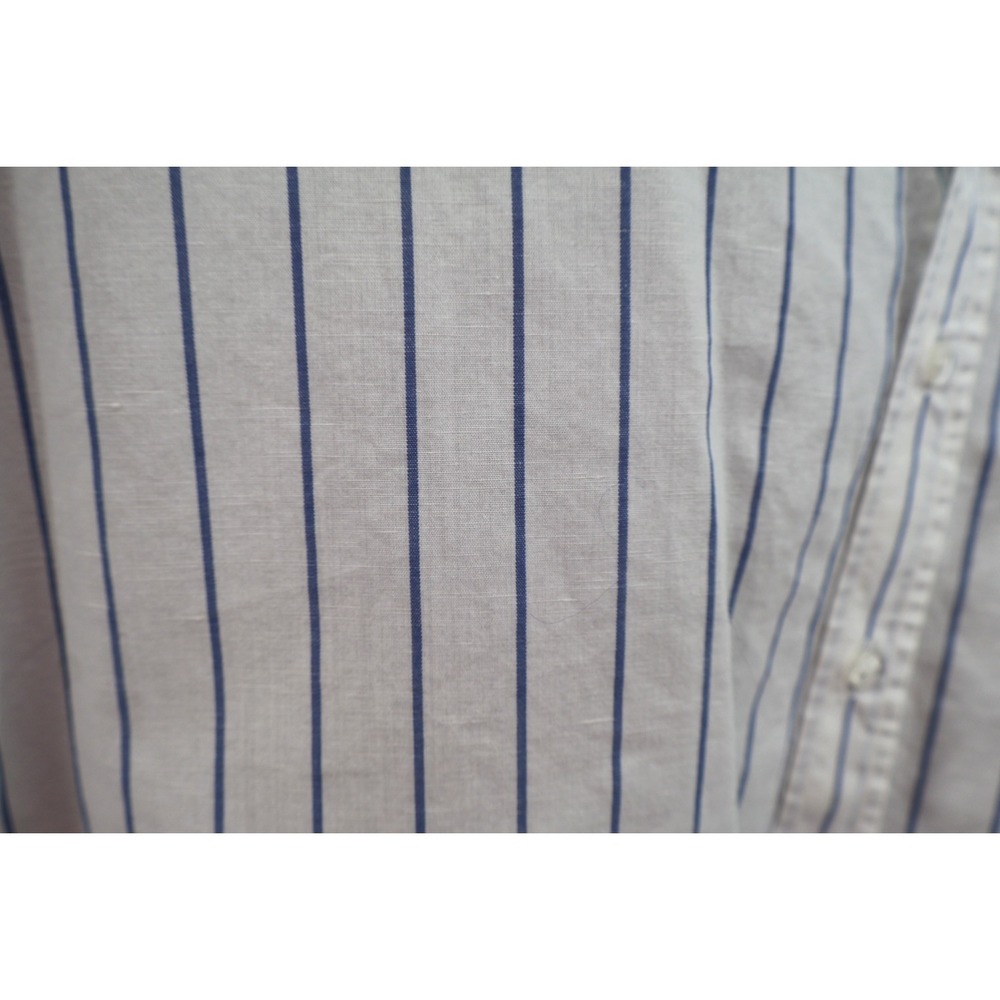 Frank & Eileen Eileen White Blue Stripe Cotton Linen Button Down Italy Sz S EUC - Picture 10 of 10